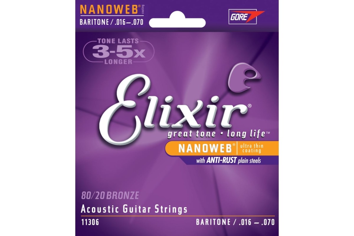 Elixir Nanoweb Acoustic Guitar Strings Baritone