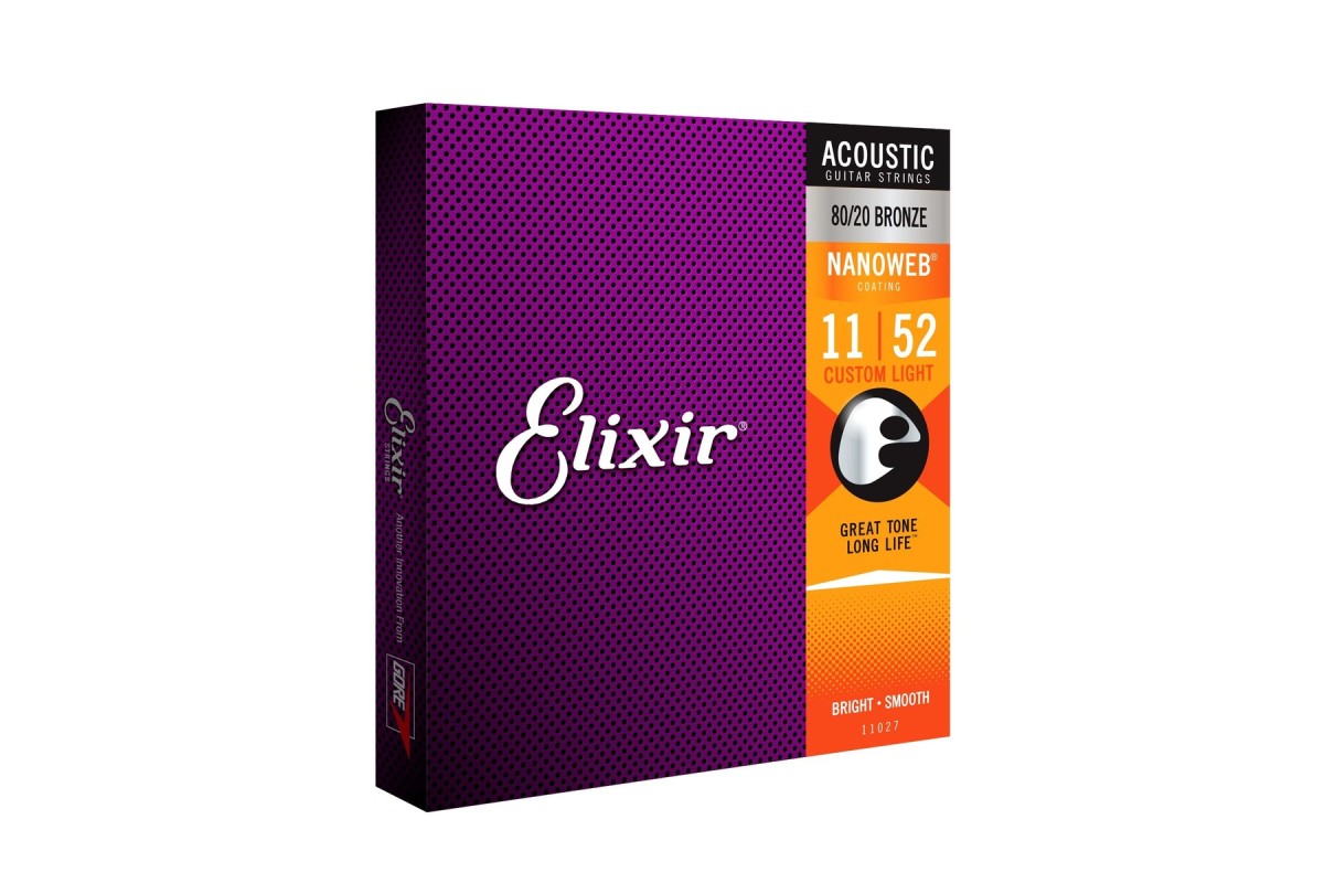 Elixir Nanoweb Acoustic Guitar Strings Custom Light